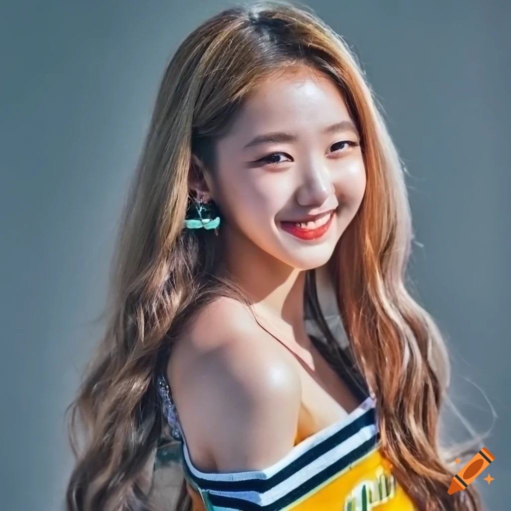 Portrait of a cheerful and kawaii 17-year-old female idol on Craiyon