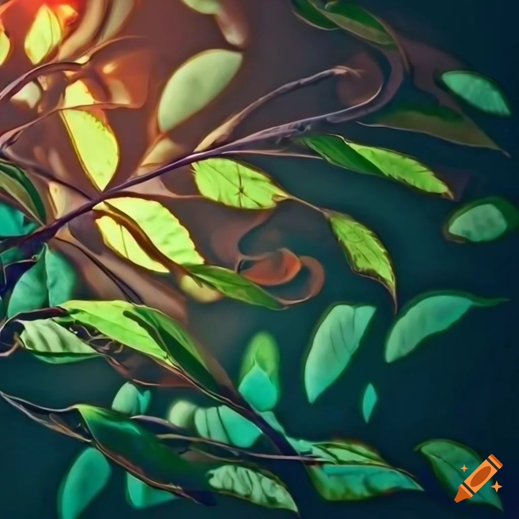 Coffee Art Nouveau Pattern With Chestnut Branches And Sunlight On Craiyon