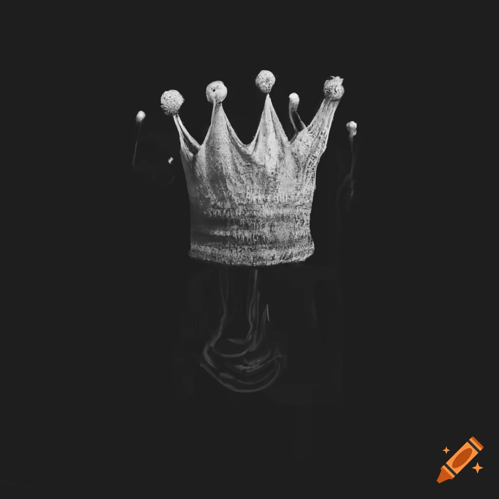 grainy black and white image of a crown