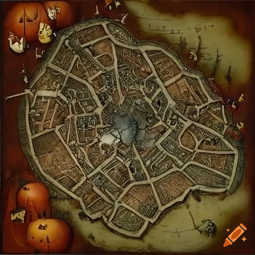 Hyperrealistic halloween city map