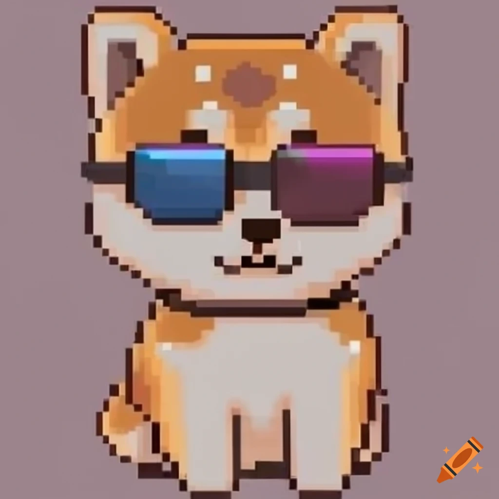 pixelated shiba inu with sunglasses