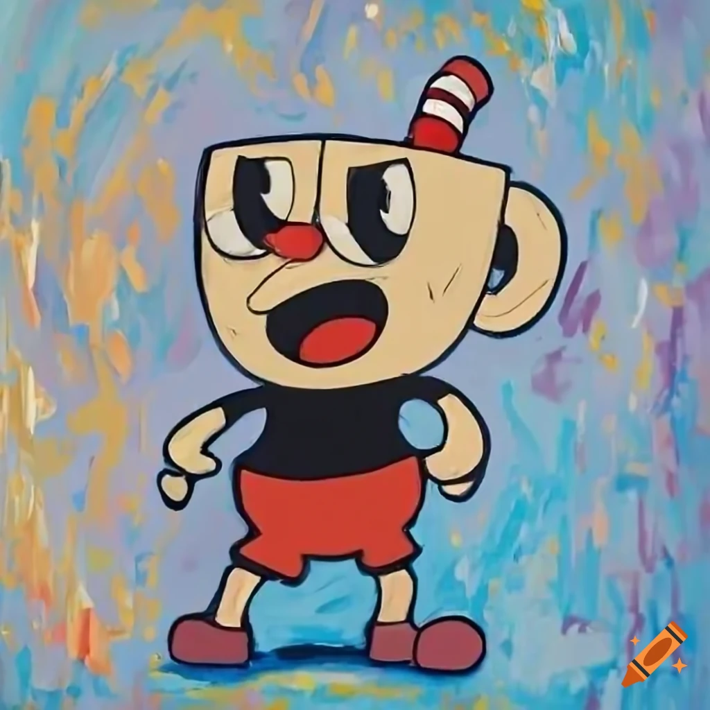 palette knife painting of Cuphead