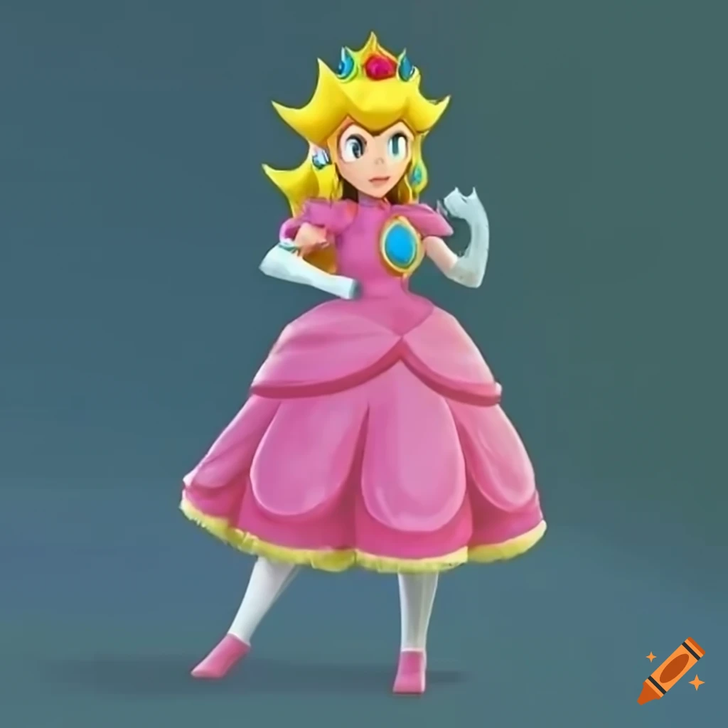 3D Princess Peach Super Mario Full Body Image · Creative Fabrica