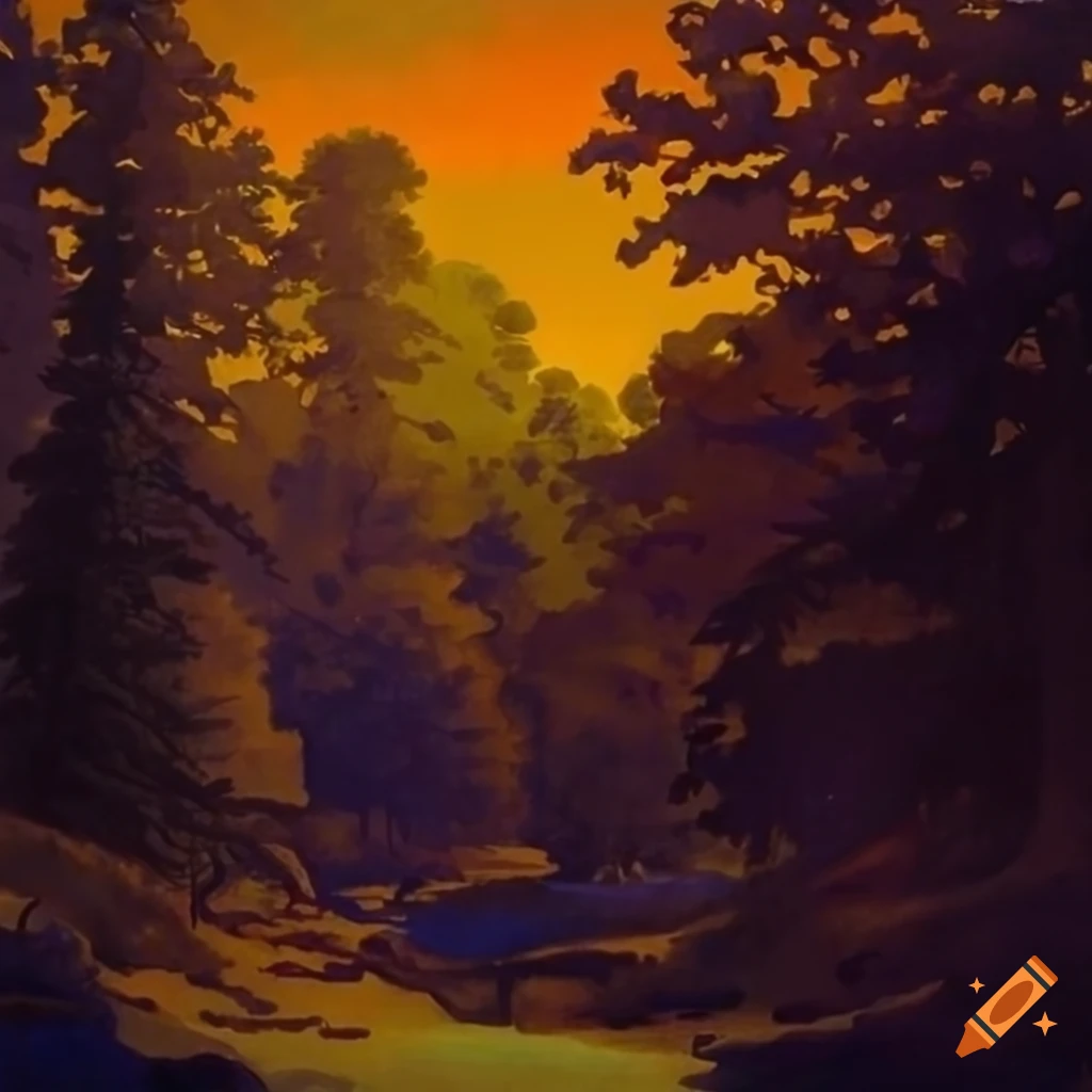 Winter Forest Clearing Night Painting On Craiyon Winter forest clearing night painting on craiyon