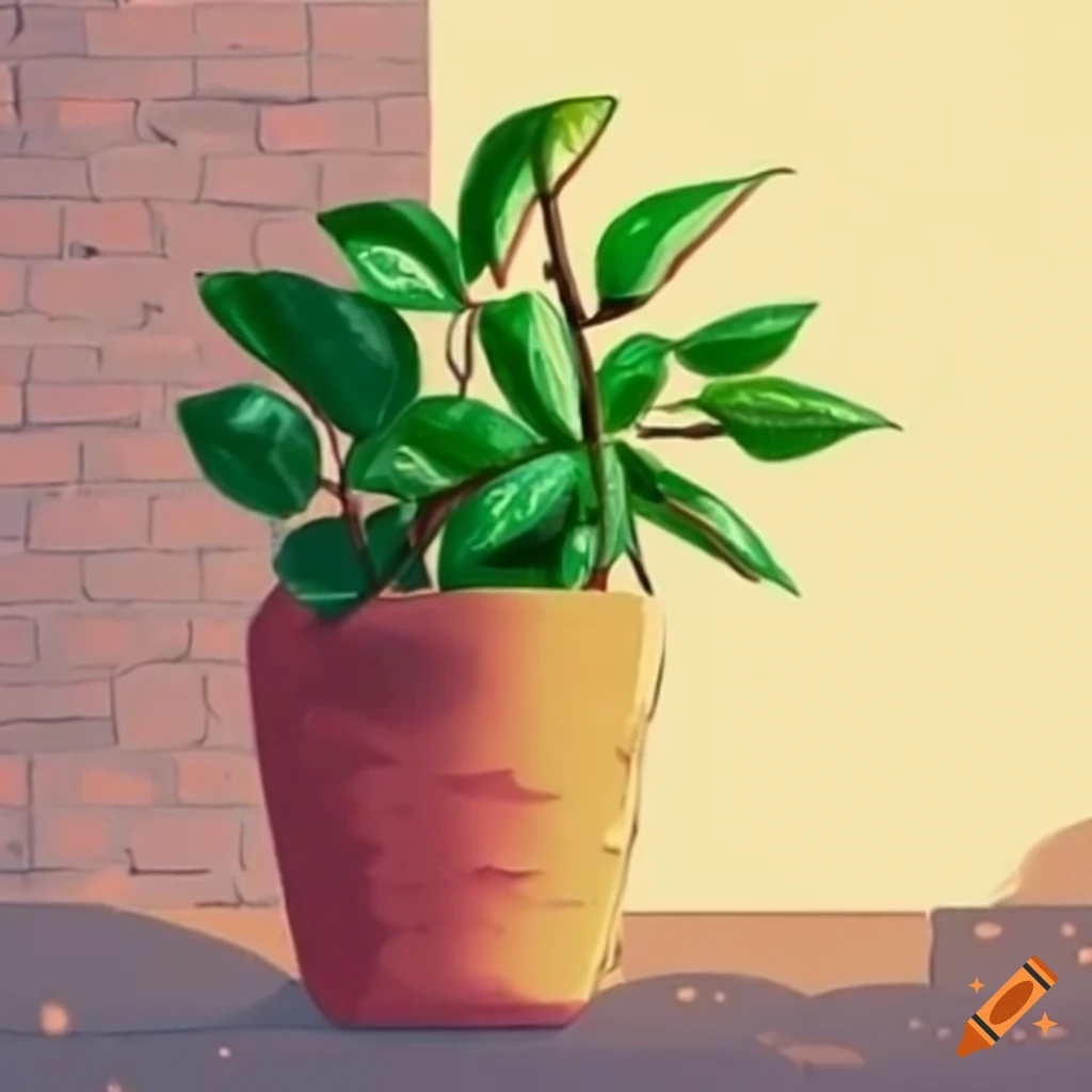 botanical drawing of hoya carnosa with brick wall backdrop