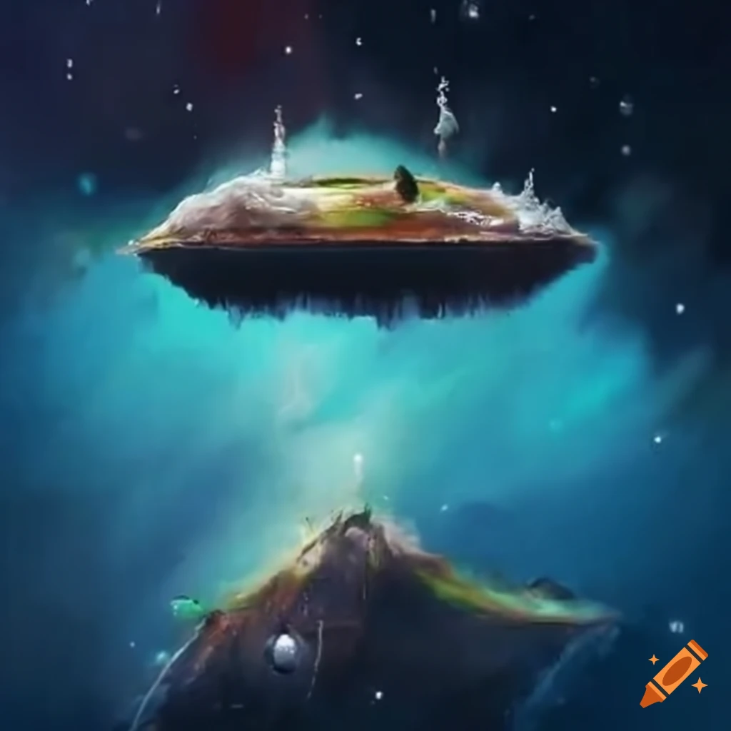 Image of a floating island in space on Craiyon