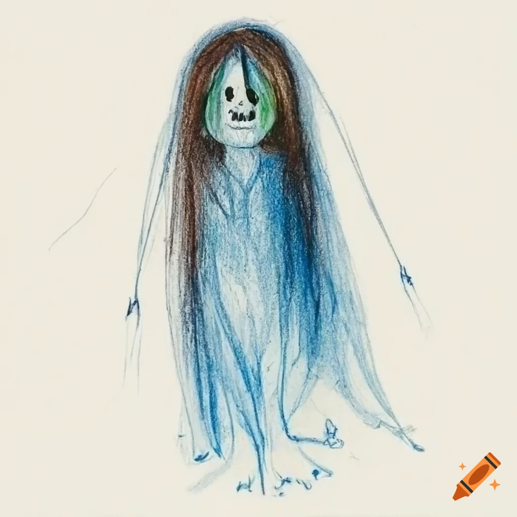 Watercolor drawing of a ghostly figure in the darkness on Craiyon