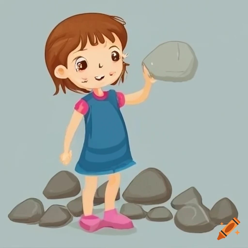 image of a girl lifting a stone