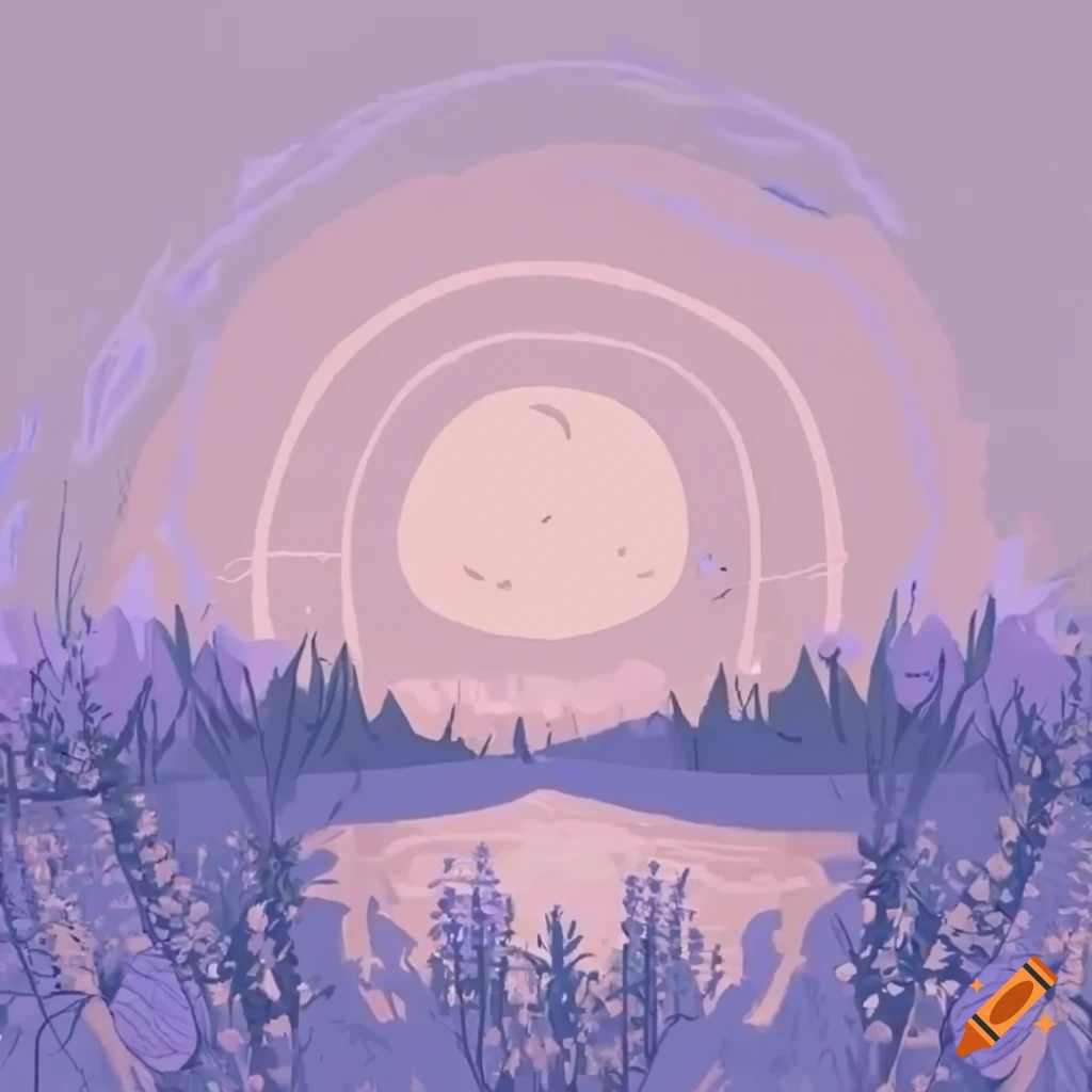 Serene nature scene with lavender hues