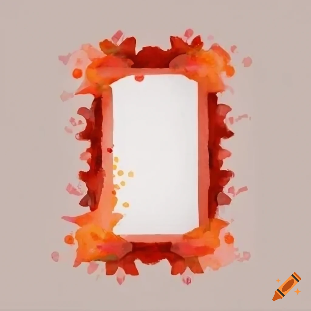 red and orange watercolor frame on white background