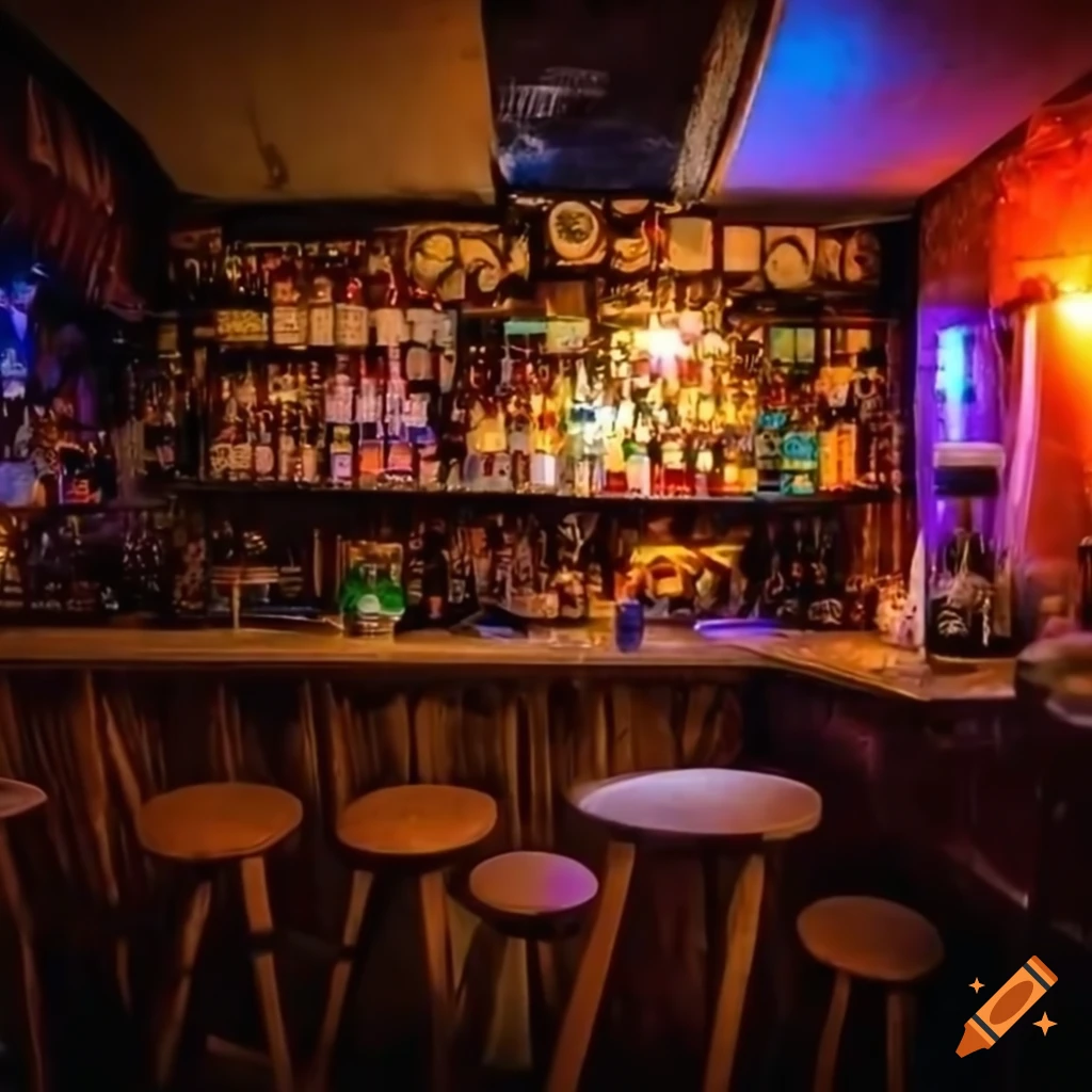 dimly lit bar in Mexico with ashtray and cigarettes