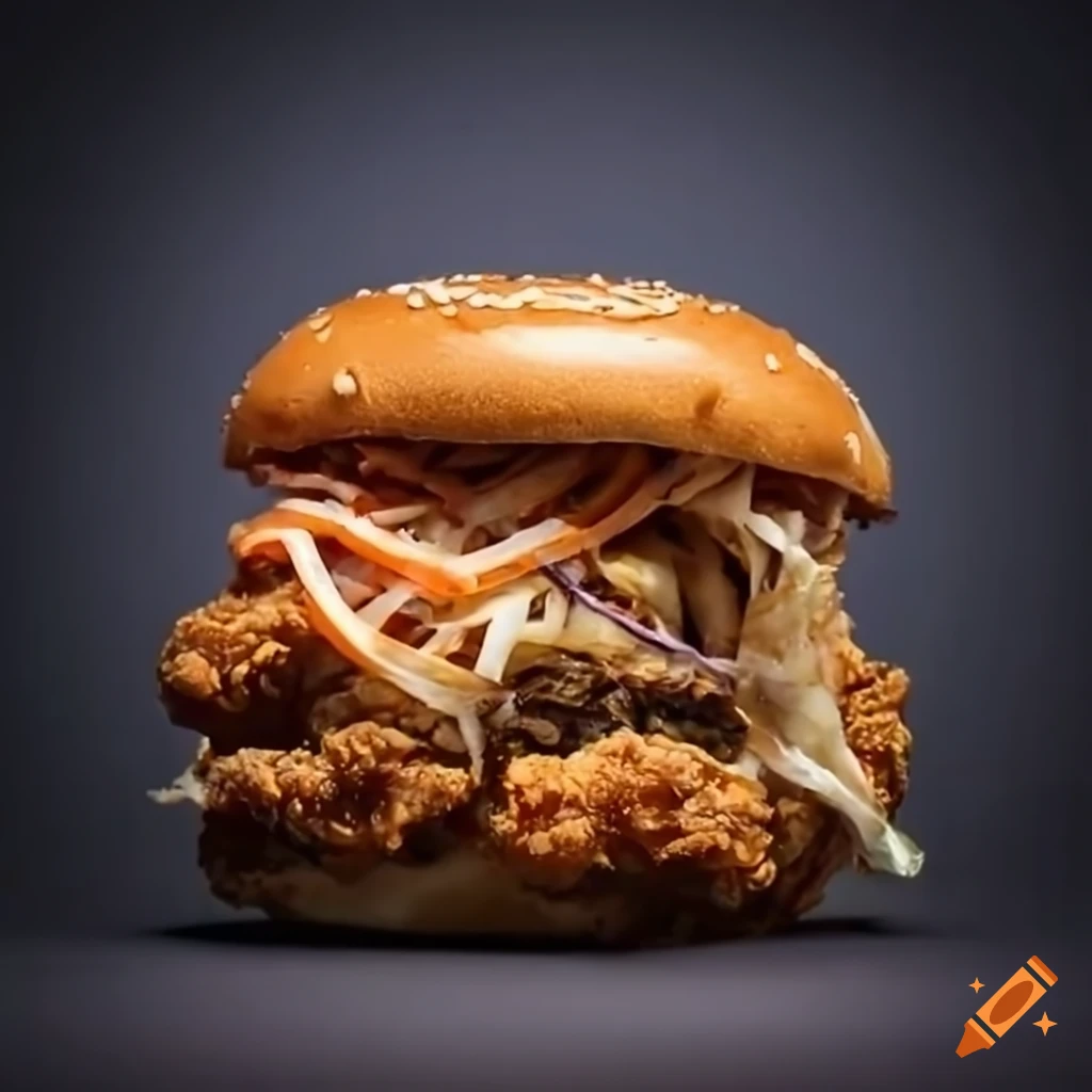delicious hamburger and fried chicken