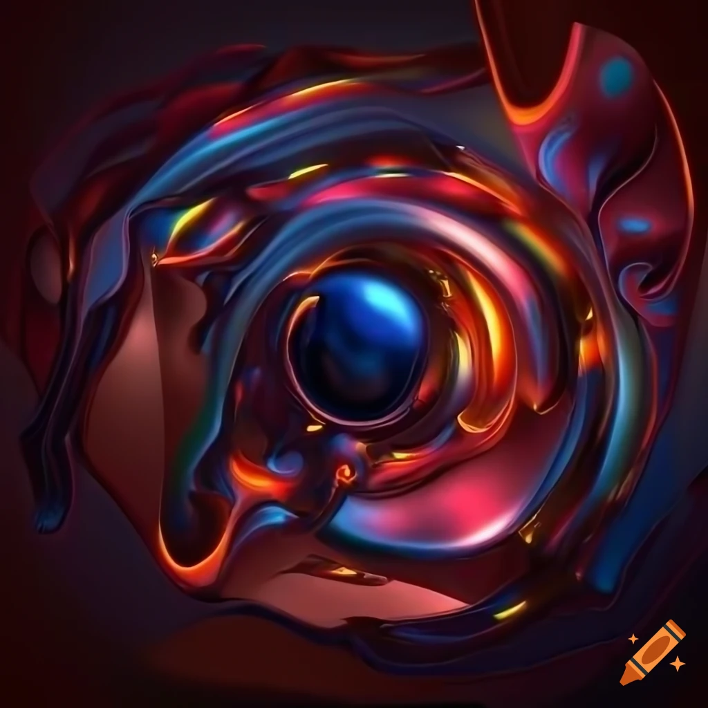 3d abstract artwork with metallic surfaces on craiyon