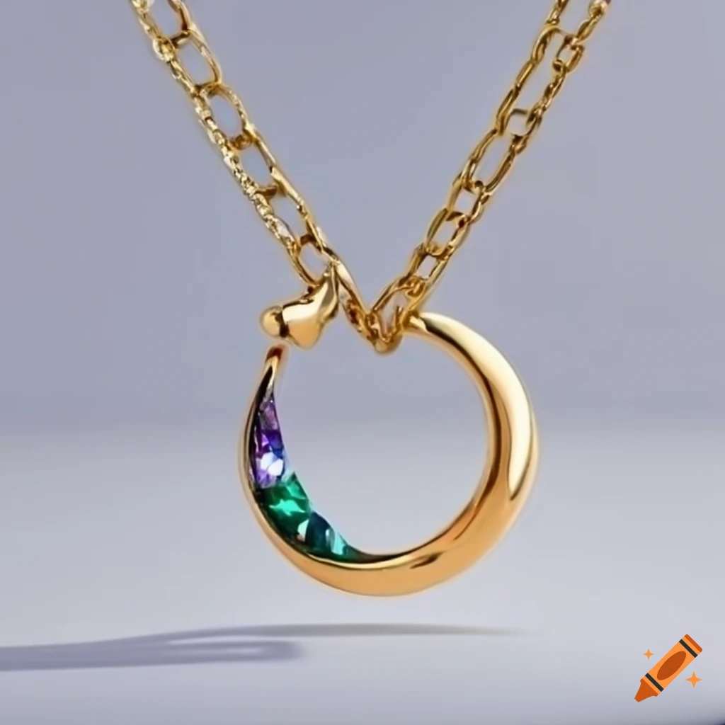 Gold necklace with tear drop diamond pendants in different colors on