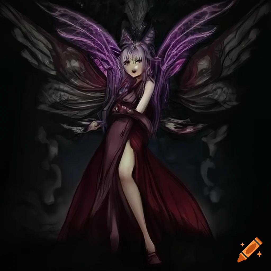 Dark and mystical illustration of vampire fairies