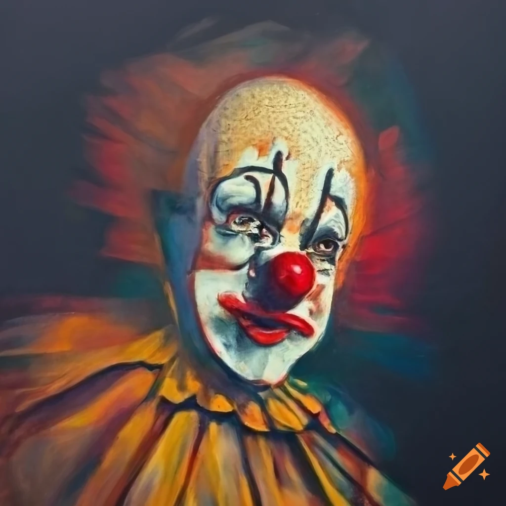 brutalist painting of a clown