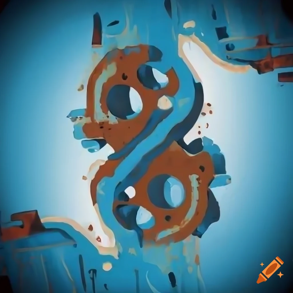 Abstract 2d vector mechanical shape painting on Craiyon