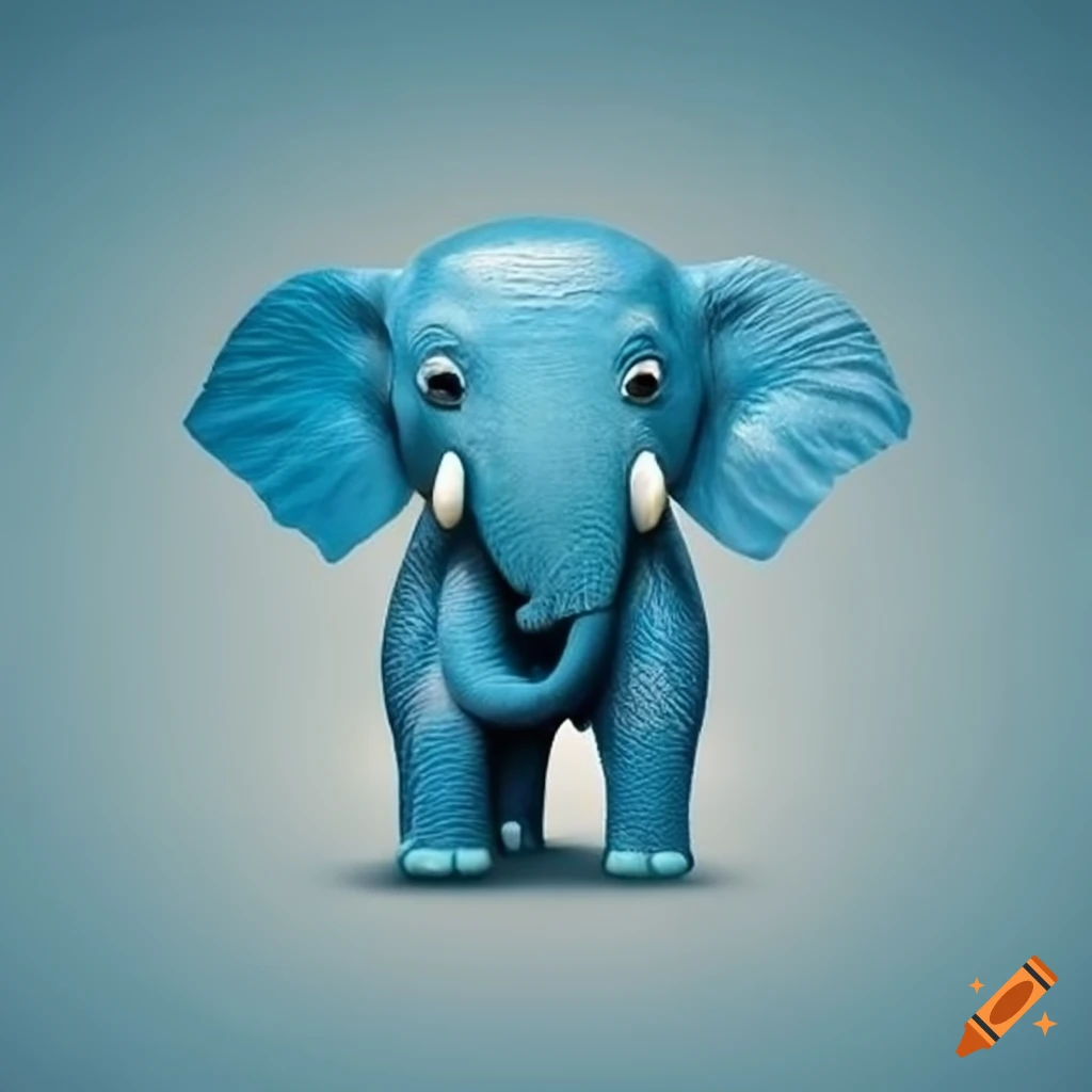 Artistic depiction of a sky blue elephant