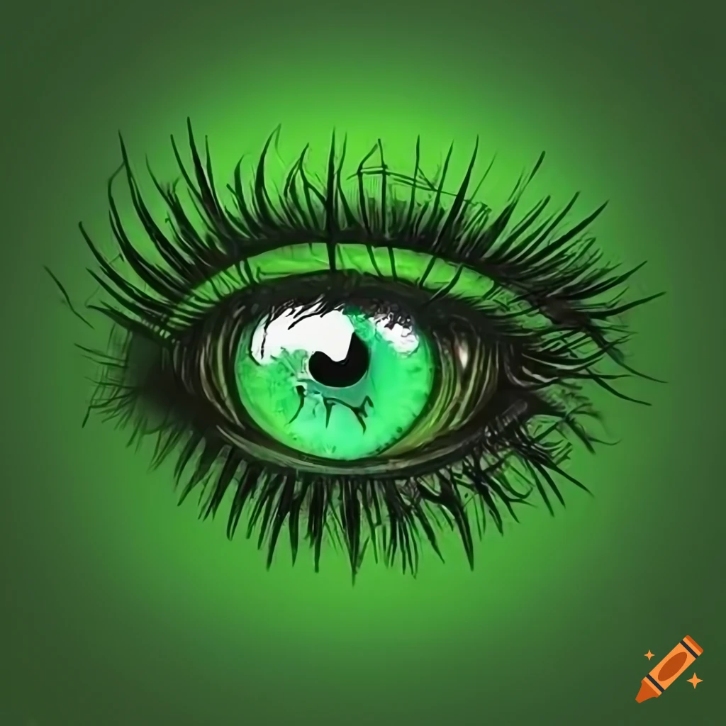 Close-up of a cute green anime eye