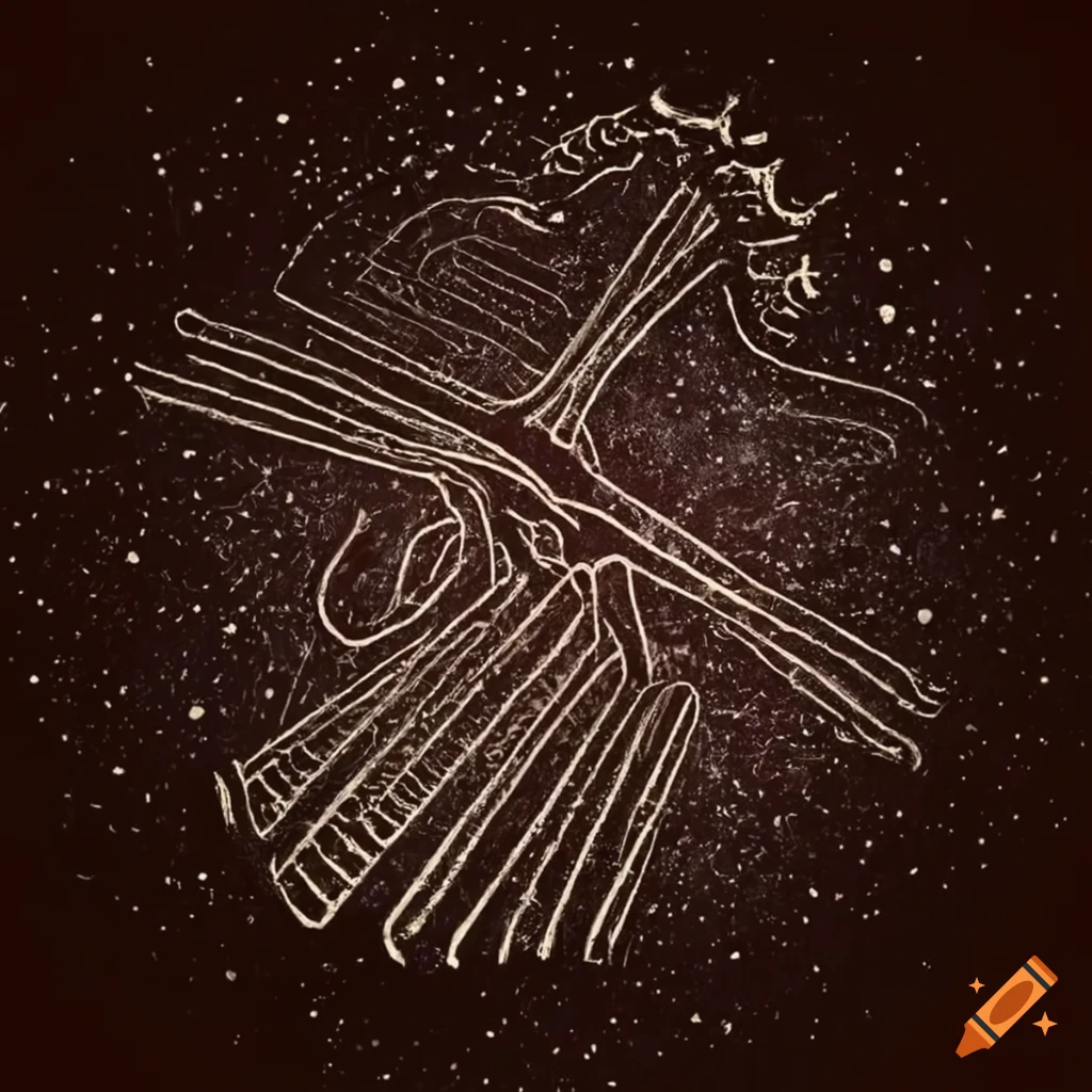 intricate Nazca lines animal art with celestial backdrop