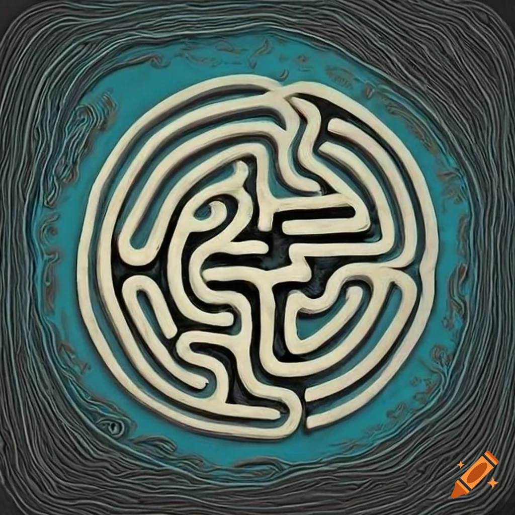 Ancient map of a rune labyrinth with celtic tribals on Craiyon