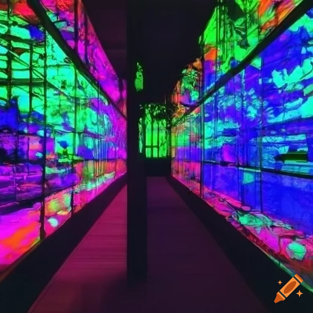 3d backlit glass art in a lofi aesthetic greenhouse on Craiyon