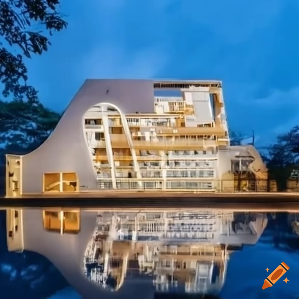 retrofuturistic building inspired by hummingbirds
