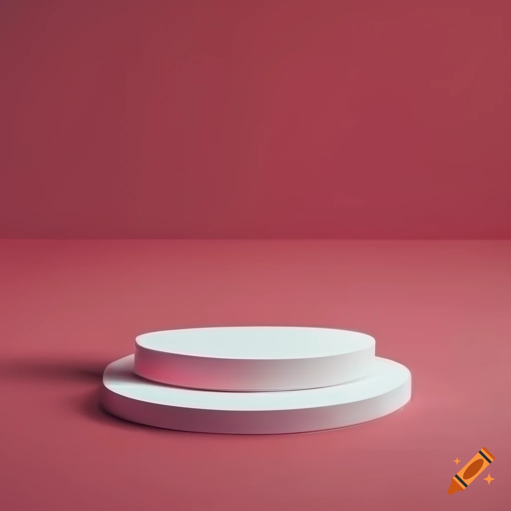 empty red room with white product display podium