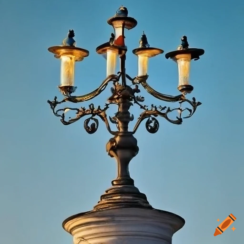 sky blue candelabrum with oak leaf ornaments