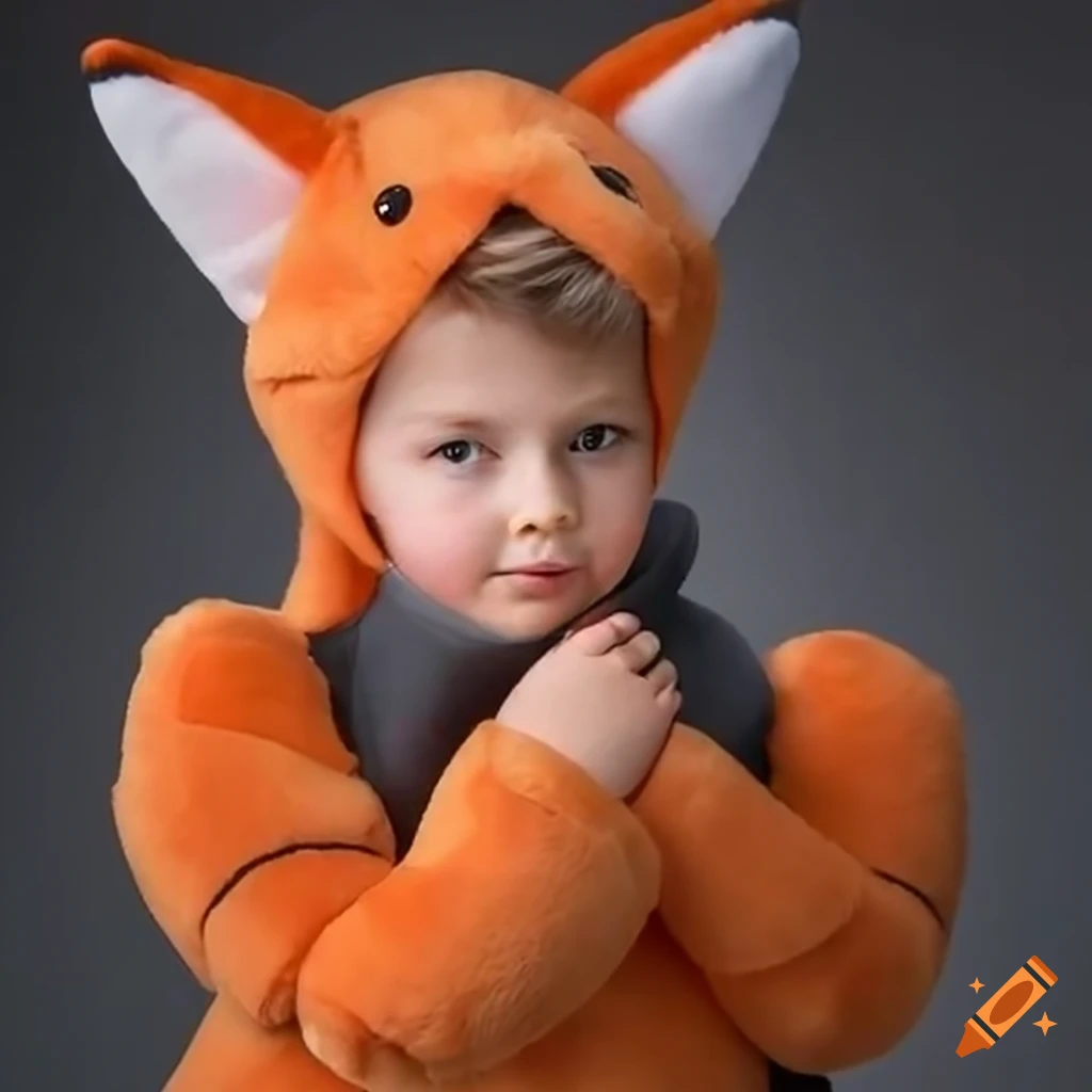 kid dressed as an inflatable plush fox