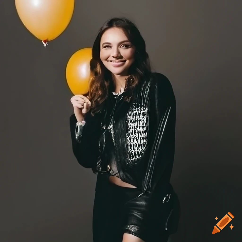 photograph of Francesca Michielin smiling in a room of balloons