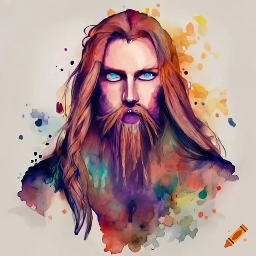 portrait of a viking warrior with blue eyes and red beard