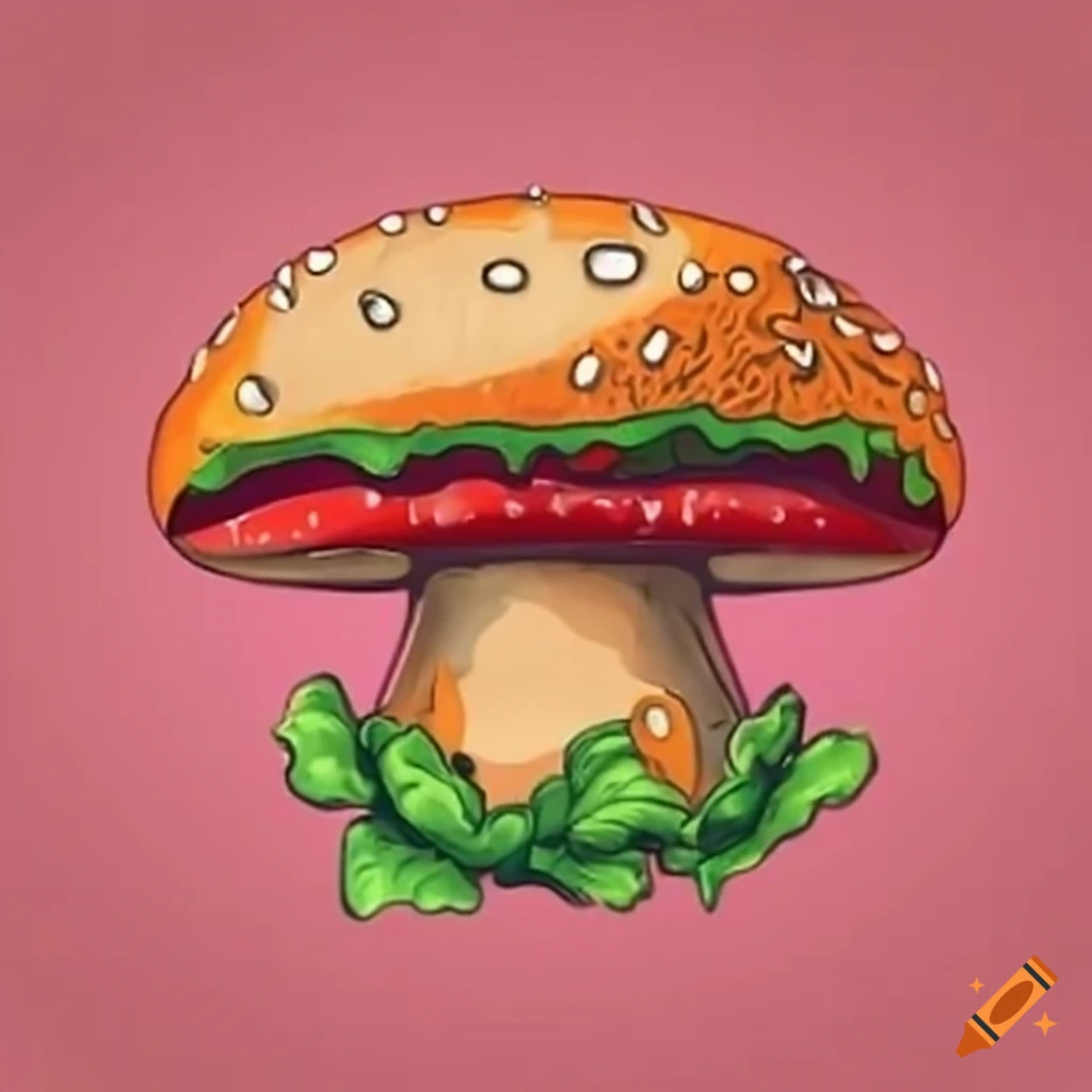 mushroom-shaped hamburger with sesame