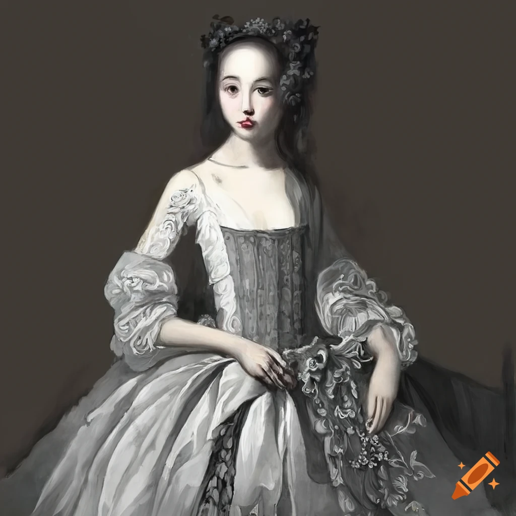 captivating painting of a kitsune girl in baroque dress