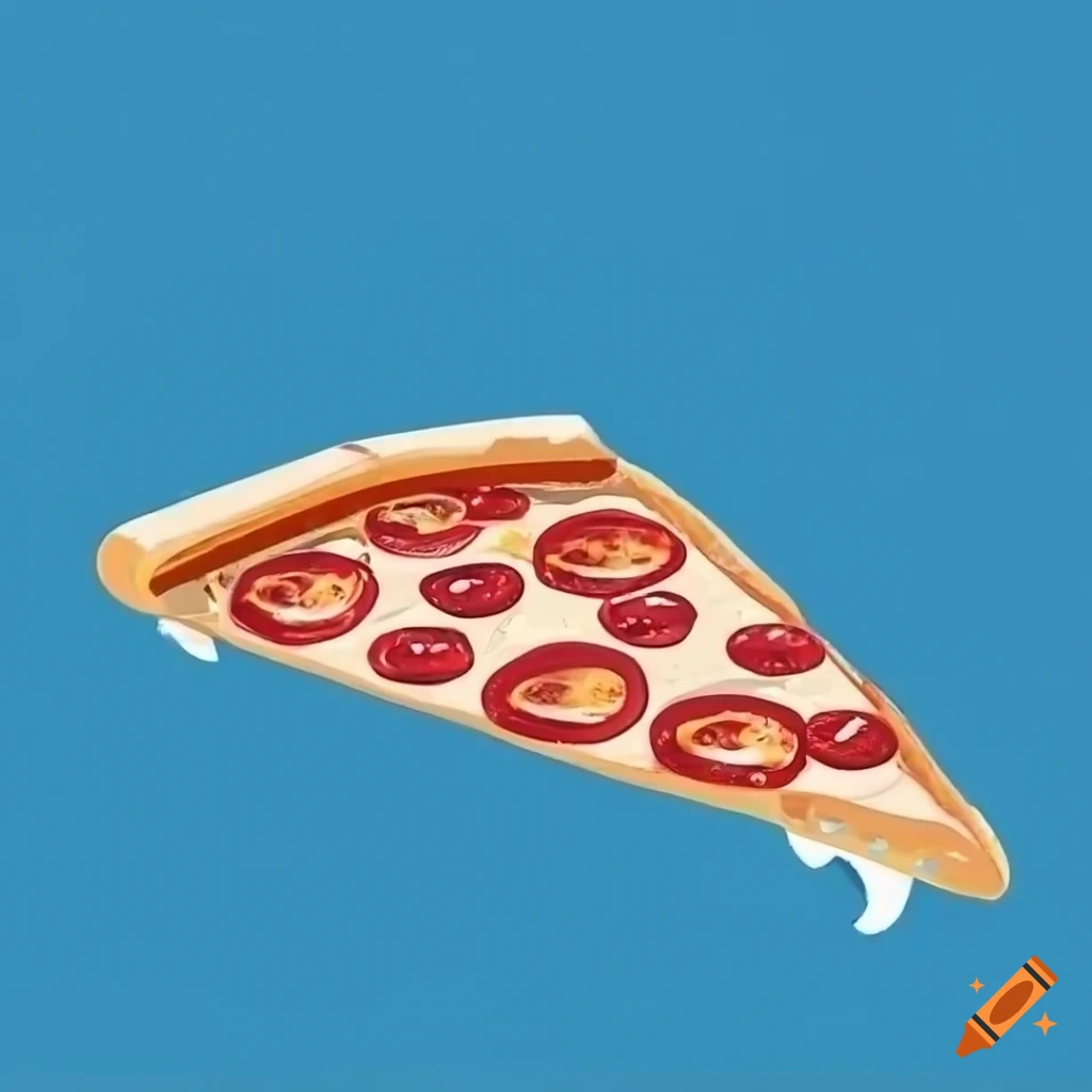 Slice of pepperoni pizza on blue backdrop on Craiyon