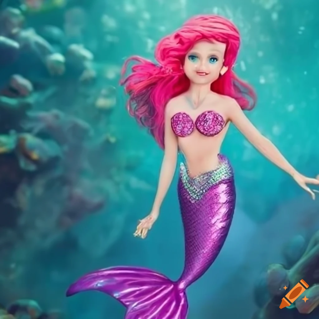 Black barbie mermaid swimming gracefully on Craiyon