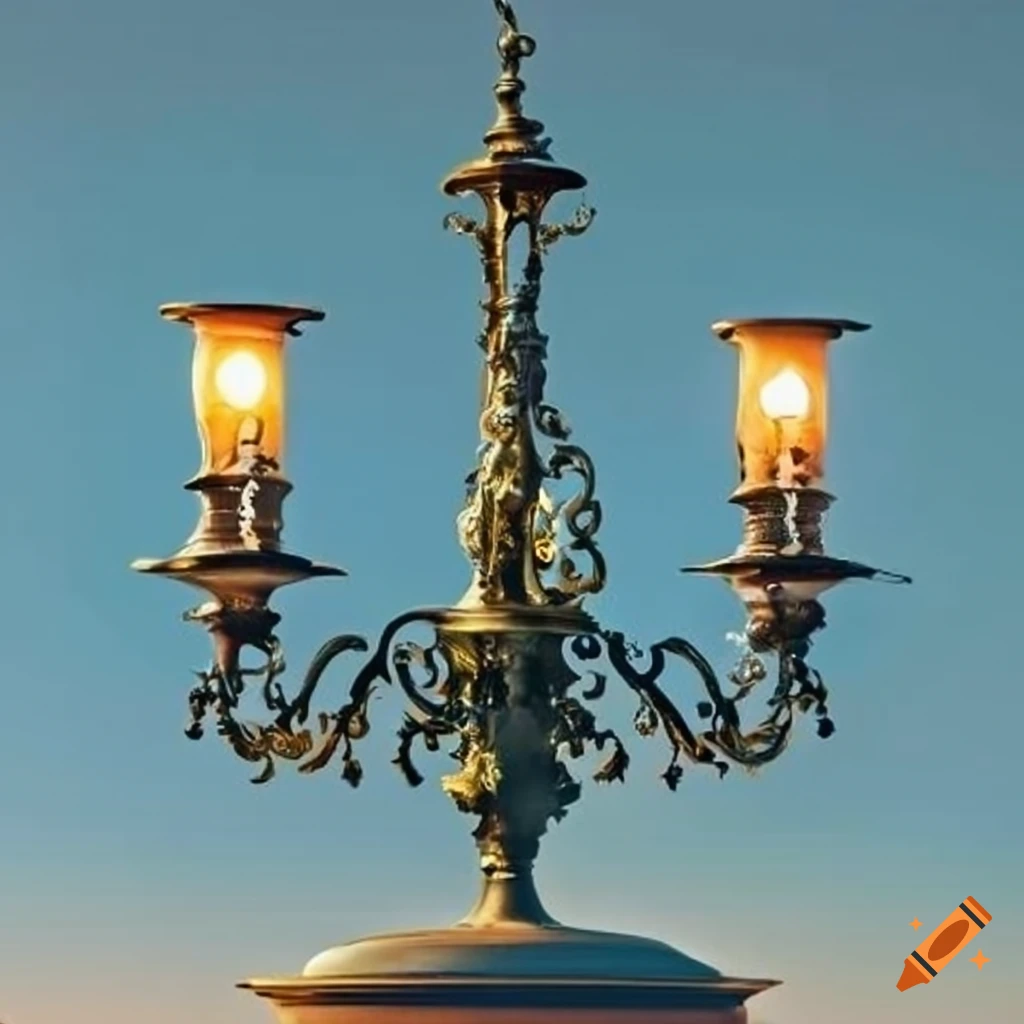 Dresden street candelabrum with blue sky background