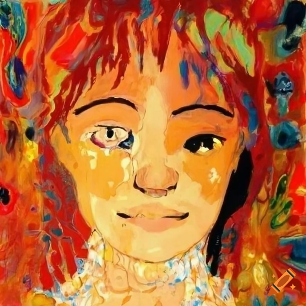 Isabella reyes surrounded by art supplies on Craiyon