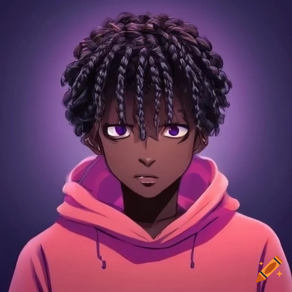 Dark-skinned young man with blue eyes and black jacket, Dreadlocks bleu  clair, style dreadlock cheveux, dans un style anime, Colorful sketch -  SeaArt AI
