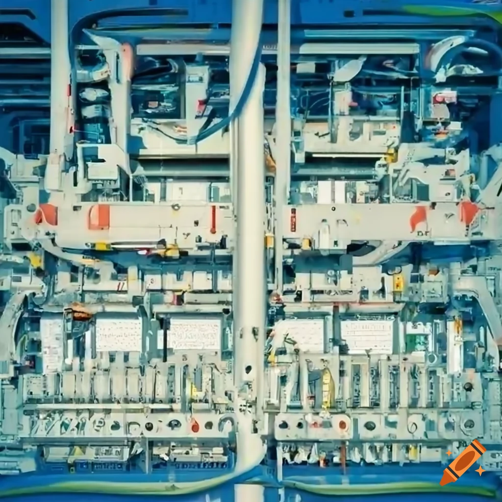 Closeup view of a detailed utility panel with pipes and wires on Craiyon