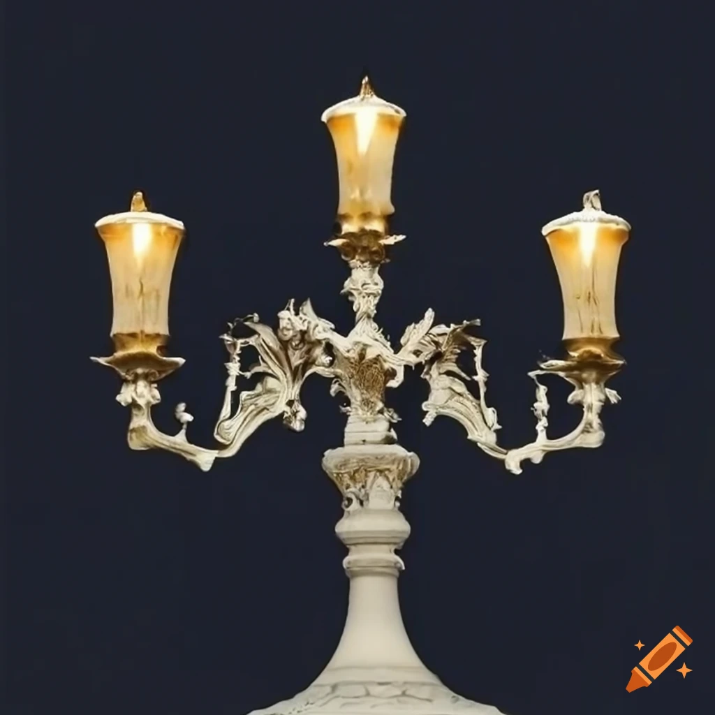 street candelabrum with sky blue sky and oak leaves ornaments