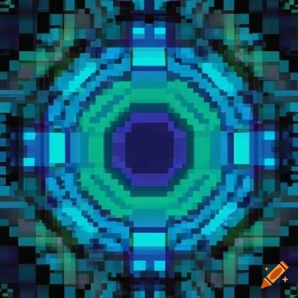 Abstract pixel art background with symmetrical shapes on Craiyon