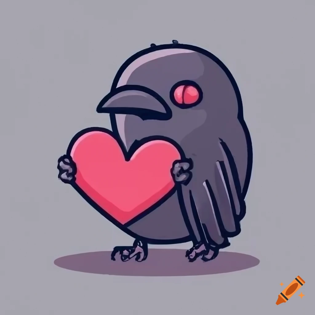heart-shaped emote style crow