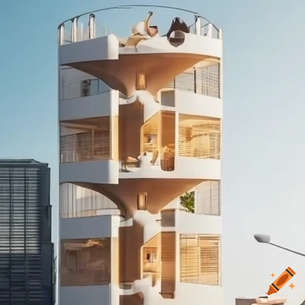 retrofuturistic cat-inspired building in another dimension