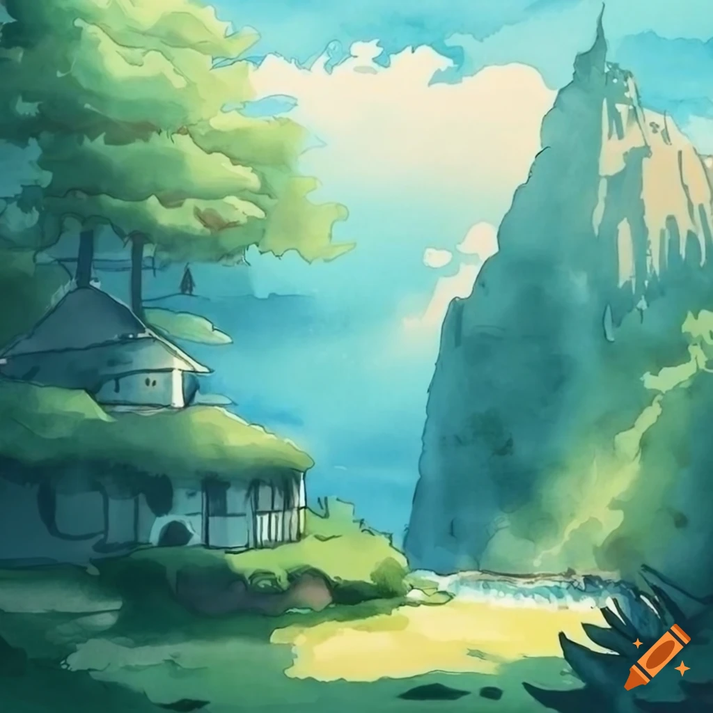 Relaxing Watercolor Landscape Inspired By Miyazaki Films On Craiyon relaxing-watercolor-landscape-inspired-by-miyazaki-films-on-craiyon