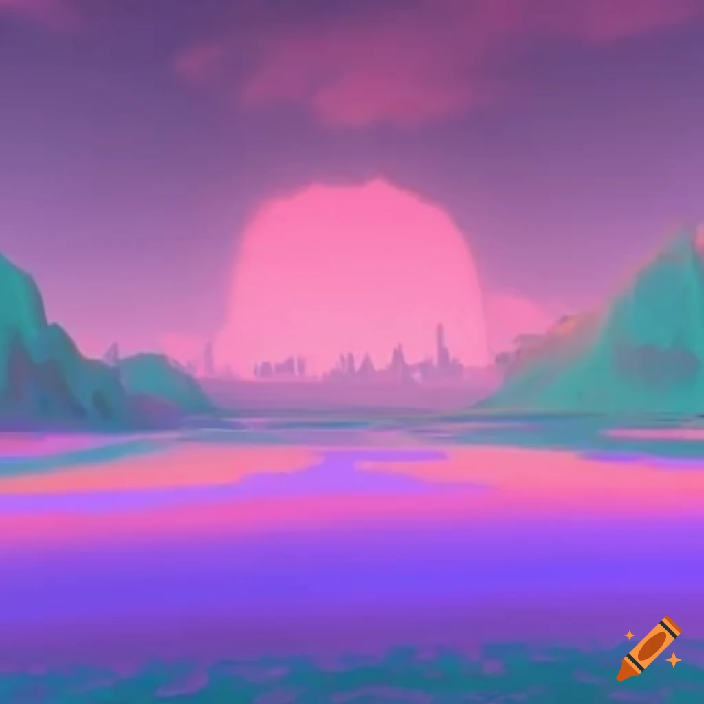 dream-like pastel landscape with surreal elements