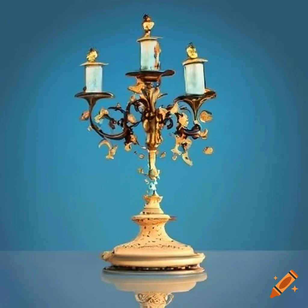 street candelabrum with blue sky and oak leaves ornamentation