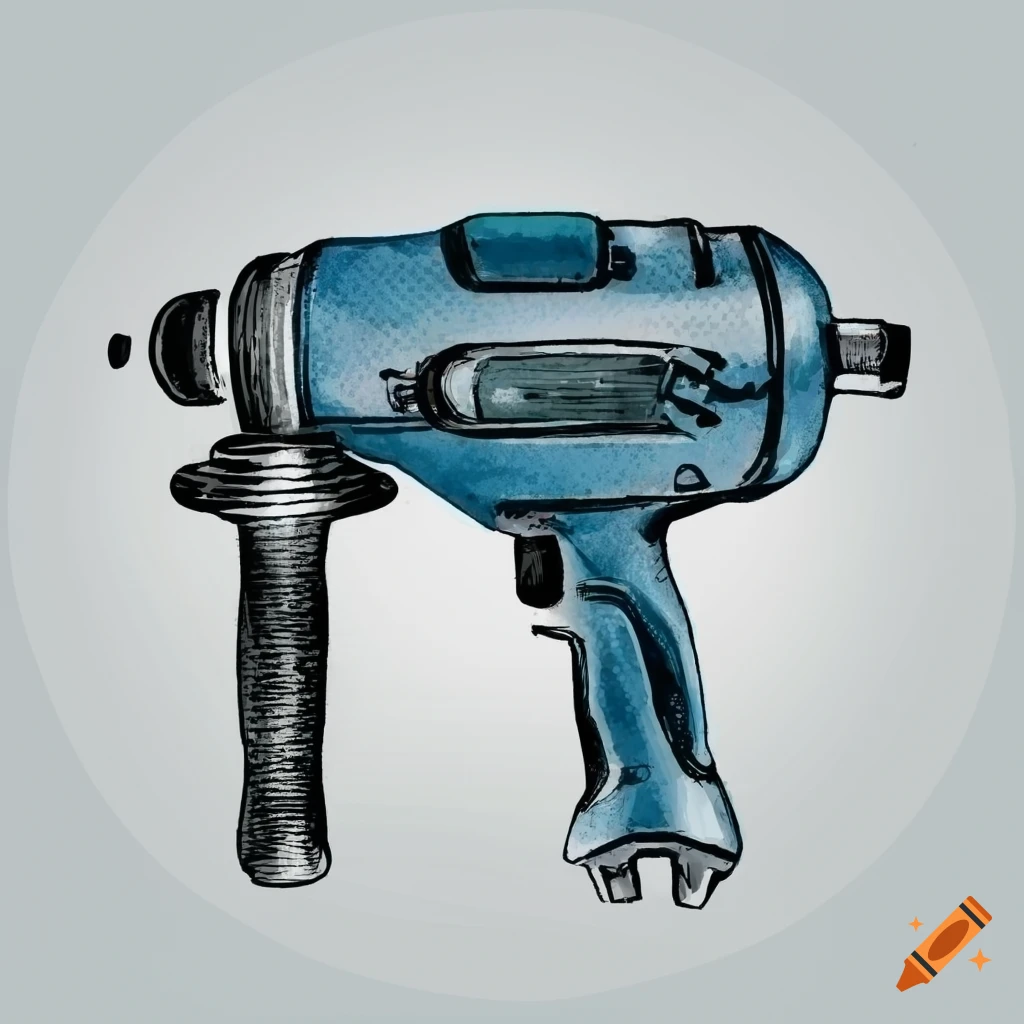 Watercolor illustration of an impact wrench on Craiyon
