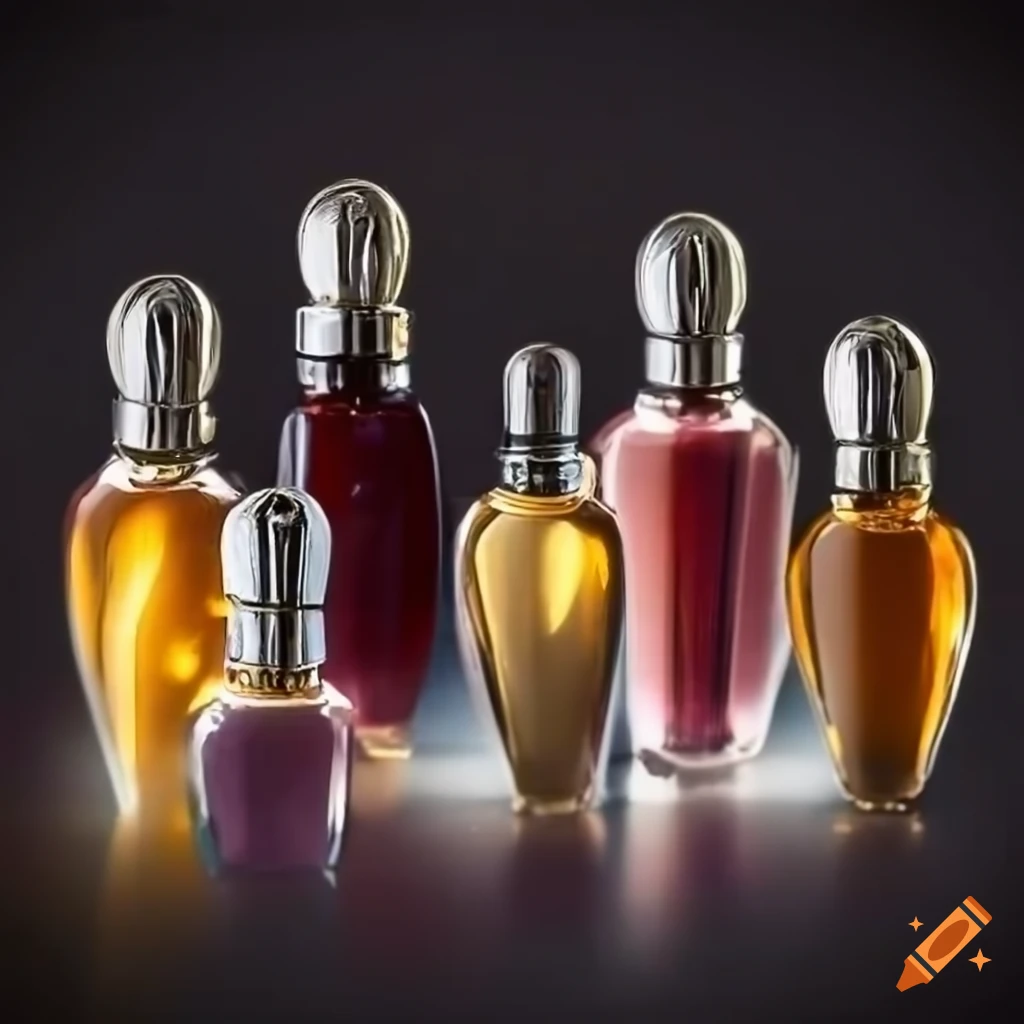 collection of photorealistic perfume bottles