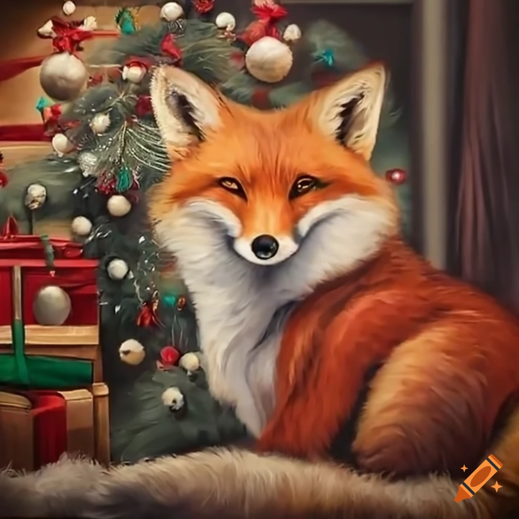 Festive fox in christmas attire on Craiyon